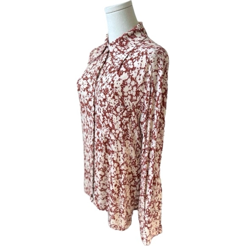 Jonathan Simkhai ✘ Floral-Print Long Sleeve Button Collared Shirt, Sienna, S - Picture 4 of 8